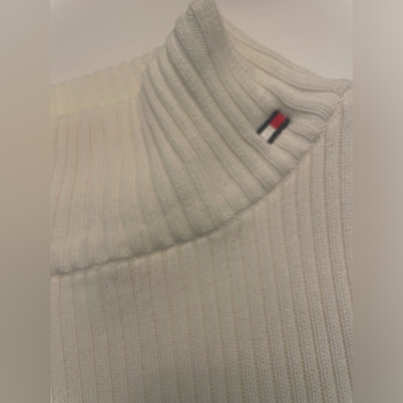NWOT Tommy Hilfiger Mock Neck Sweater Stretch Navy and White Size S preppy - Picture 5 of 8